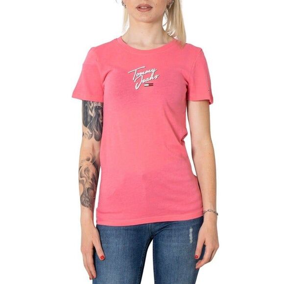 Tommy Hilfiger Jeans Tommy Hilfiger Script Logo Tee Women Blue Shirts - Picture 3 of 8